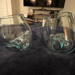 Set of Hand Blown molten glass with organic / odd shapes - Terrarium / Planters